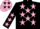 Silk - Black , pink stars