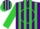Silk - Purple, lime green circle and 'a', lime stripes on slvs