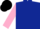 Silk - dark blue, pink sleeves, black cap