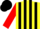 Silk - Yellow and black stripes, red sleeves, black cap