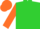 Silk - Lime, orange circled 'a', orange sleeves, orange cap