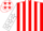 Silk - Red and white panels, white 'e/e',  red and white sleeves with stars