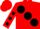 Silk - RED, large black spots, black spots on sleeves, red cap