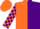 Silk - Orange & purple halves, orange 'slb' orange & purple check sleeves