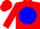 Silk - Red, white 'lrs' on blue ball, red cap