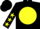 Silk - Black, black 'jr' on yellow ball, yellow stars on sleeves, yellow stars on black cap