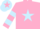 Silk - Pink, light blue star, hooped sleeves, light blue cap, pink star