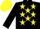 Silk - Black, yellow stars, black sleeves, yellow cap.