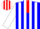Silk - Blue, white stripes, red yoke, red and white stripes on sleeves