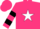 Silk - Hot pink, black and white star emblem, black bars on sleeves, hot pink cap