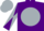 Silk - Purple, silver ball, black gondola, purple and silver diagonal quartered sleeves, purple and silver cap