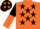 Silk - Orange, black stars, black and orange halved sleeves