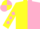 Silk - Yellow and pink halves, pink diamonds on sleeves, yellow and pink quartered cap