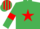 Silk - Emerald green, red star and armlets, striped cap