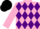 Silk - Pink and purple diamonds, pink sleeves, black cap