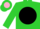 Silk - Lime green, pink 'ks' on black ball