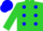 Silk - Lime green, blue diagonal spots, lime green sleeves, blue cap