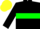 Silk - Black body, green hoop, black arms, yellow cap, yellow black