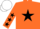 Silk - Orange body, black star, orange arms, black stars, white cap