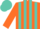 Silk - Orange and turquoise stripes, scarlet 'c', turquoise cap