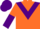 Silk - Orange, purple chevron, halved sleeves, purple cap, orange peak