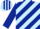 Silk - Light blue and dark blue diagonal stripes, dark blue sleeves, striped cap