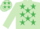 Silk - Light green, emerald green stars, light green sleeves, emerald green stars on cap