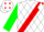 Silk - White, red sash, white diamonds on green sleeves