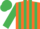 Silk - orange, emerald green stripes, emerald green sleeves and cap