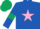 Silk - Royal blue, pink star, royal blue sleeves, dark green armlets, dark green cap