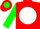 Silk - Red, green 't' on white ball, green slvs
