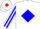 Silk - White, red 'g' in blue diamond frame, blue diamond stripe on sleeves