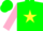 Silk - Green, yellow star, pink sleeves