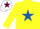 Silk - Yellow, royal blue star, white cap, maroon star