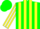 Silk - Green, yellow stripes, yellow and white stripe on sleeves, green cap