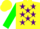 Silk - Yellow body, purple stars, green arms, purple chevron, yellow cap, purple hooped