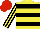 Silk - Yellow, black hoops, striped sleeves, red cap
