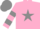 Silk - Pink, grey star, grey hoops on sleeves, grey cap