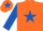 Silk - Orange, Royal Blue star, sleeves and star on cap.