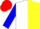 Silk - White and yellow halved, blue sleeves, red cap