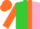 Silk - lime green and pink halved, orange stripe and sleeves,orange cap