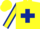 Silk - Yellow body, dark blue saint andre's cross, yellow arms, dark blue seams, yellow cap