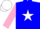 Silk - Blue, white star, white star on pink sleeves, white cap