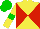 Silk - Yellow body, red diabolo, yellow arms, green armlets, green cap