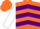 Silk - Orange, purple palm tree, purple chevrons on white sleeves