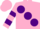 Silk - Pink, large purple spots, hooped sleeves, pink cap