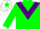 Silk - Green body, purple chevron, green arms, white cap, green star