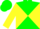 Silk - Green and yellow diagonal quarters, green shamrock on yellow sleeves