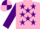 Silk - Pink, purple stars and sleeves, quartered cap