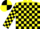 Silk - Yellow body, black checked, yellow arms, black checked, yellow cap, black quartered